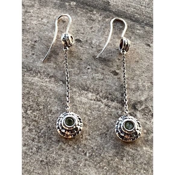 925 Sterling Silver Earrings Dangles Drops Peridot Garnet 3.46g - Picture 4 of 12